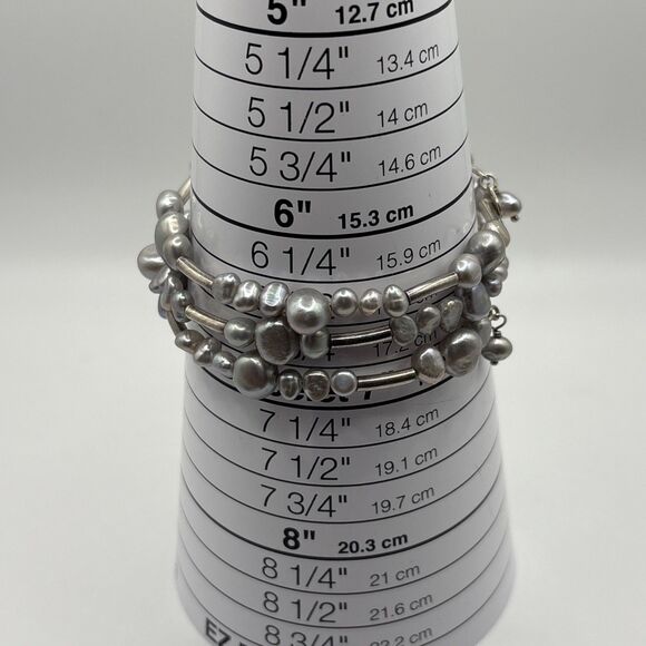 Silpada Sterling Silver Gray Pearl Wrap Bracelet B2184 .925 Freshwater Signed - Picture 9 of 9